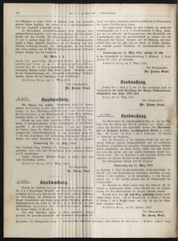 Amtsblatt der landesfürstlichen Hauptstadt Graz 19100320 Seite: 28