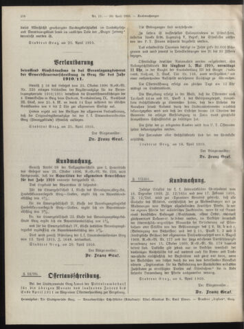 Amtsblatt der landesfürstlichen Hauptstadt Graz 19100420 Seite: 30