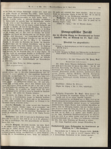 Amtsblatt der landesfürstlichen Hauptstadt Graz 19100510 Seite: 19