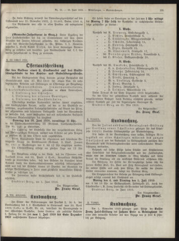 Amtsblatt der landesfürstlichen Hauptstadt Graz 19100610 Seite: 31