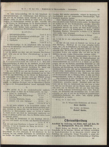 Amtsblatt der landesfürstlichen Hauptstadt Graz 19100620 Seite: 19