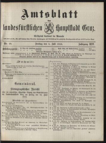 Amtsblatt der landesfürstlichen Hauptstadt Graz 19100708 Seite: 1