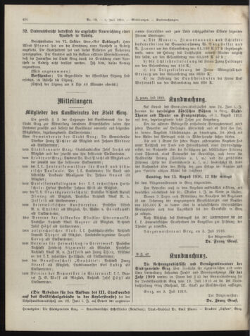 Amtsblatt der landesfürstlichen Hauptstadt Graz 19100708 Seite: 22