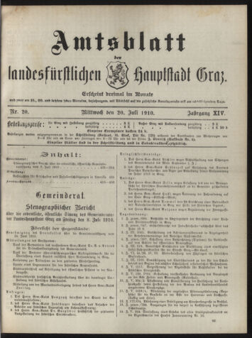 Amtsblatt der landesfürstlichen Hauptstadt Graz 19100720 Seite: 1