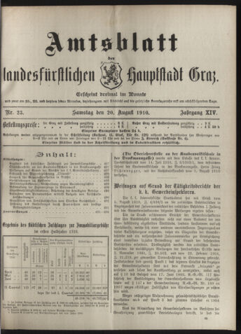 Amtsblatt der landesfürstlichen Hauptstadt Graz 19100820 Seite: 1