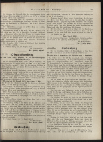 Amtsblatt der landesfürstlichen Hauptstadt Graz 19100820 Seite: 7