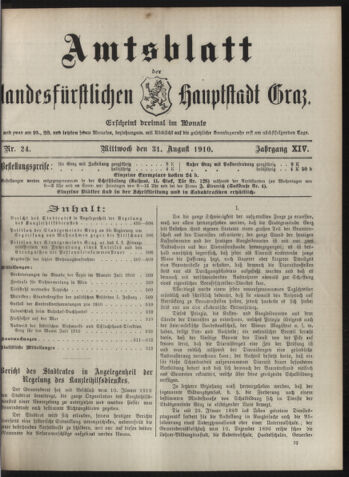 Amtsblatt der landesfürstlichen Hauptstadt Graz 19100831 Seite: 1