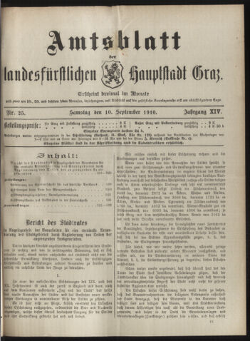 Amtsblatt der landesfürstlichen Hauptstadt Graz 19100910 Seite: 1