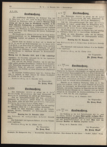 Amtsblatt der landesfürstlichen Hauptstadt Graz 19101110 Seite: 40