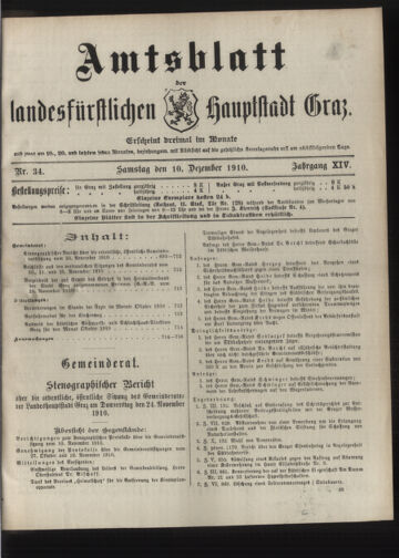 Amtsblatt der landesfürstlichen Hauptstadt Graz 19101210 Seite: 1