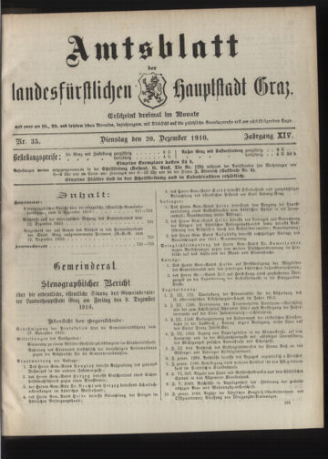 Amtsblatt der landesfürstlichen Hauptstadt Graz 19101220 Seite: 1