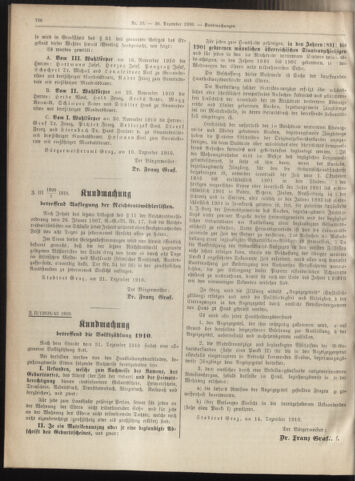 Amtsblatt der landesfürstlichen Hauptstadt Graz 19101220 Seite: 20