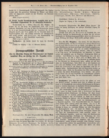 Amtsblatt der landesfürstlichen Hauptstadt Graz 19110110 Seite: 14