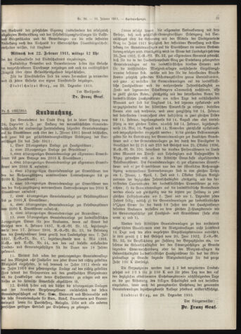 Amtsblatt der landesfürstlichen Hauptstadt Graz 19110110 Seite: 31