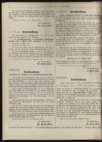 Amtsblatt der landesfürstlichen Hauptstadt Graz 19110110 Seite: 34