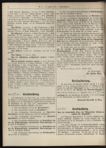 Amtsblatt der landesfürstlichen Hauptstadt Graz 19110131 Seite: 14