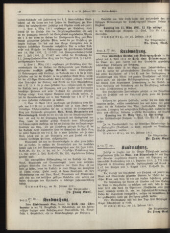 Amtsblatt der landesfürstlichen Hauptstadt Graz 19110228 Seite: 22