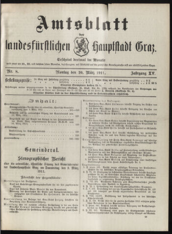 Amtsblatt der landesfürstlichen Hauptstadt Graz 19110320 Seite: 1