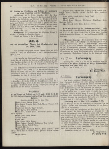 Amtsblatt der landesfürstlichen Hauptstadt Graz 19110320 Seite: 20