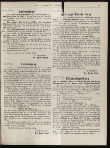 Amtsblatt der landesfürstlichen Hauptstadt Graz 19110320 Seite: 21