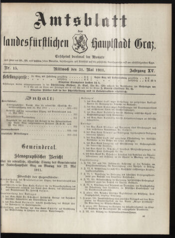 Amtsblatt der landesfürstlichen Hauptstadt Graz 19110531 Seite: 1