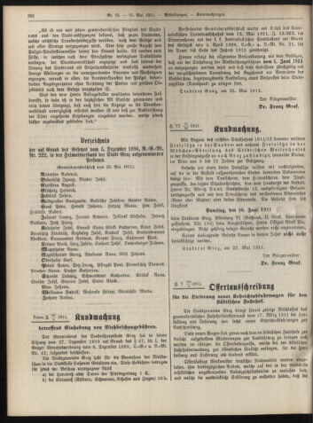 Amtsblatt der landesfürstlichen Hauptstadt Graz 19110531 Seite: 22