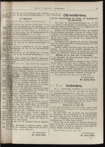 Amtsblatt der landesfürstlichen Hauptstadt Graz 19110610 Seite: 11