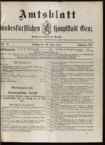 Amtsblatt der landesfürstlichen Hauptstadt Graz 19110630 Seite: 1