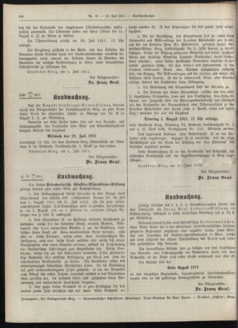 Amtsblatt der landesfürstlichen Hauptstadt Graz 19110710 Seite: 20