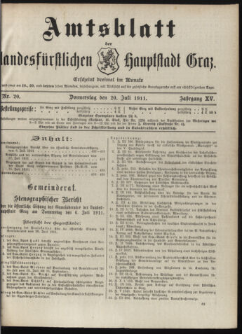 Amtsblatt der landesfürstlichen Hauptstadt Graz 19110720 Seite: 1