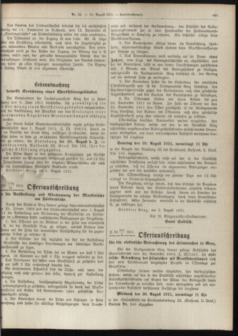 Amtsblatt der landesfürstlichen Hauptstadt Graz 19110810 Seite: 15