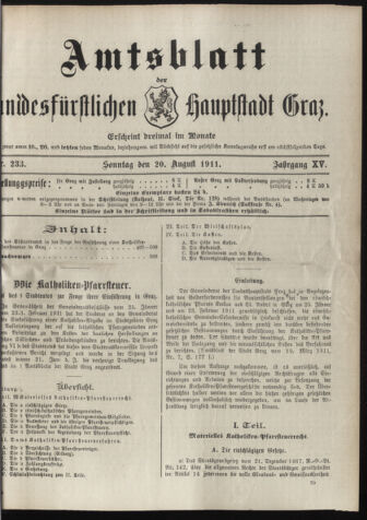 Amtsblatt der landesfürstlichen Hauptstadt Graz 19110820 Seite: 1