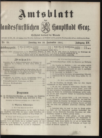 Amtsblatt der landesfürstlichen Hauptstadt Graz 19110910 Seite: 1