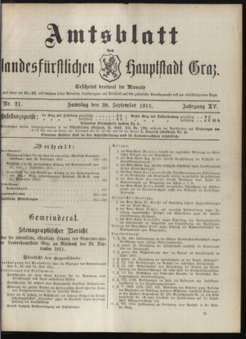 Amtsblatt der landesfürstlichen Hauptstadt Graz 19110930 Seite: 1