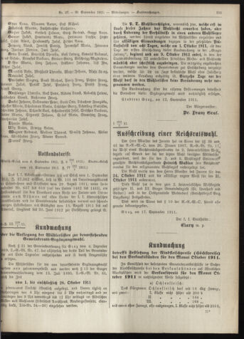 Amtsblatt der landesfürstlichen Hauptstadt Graz 19110930 Seite: 19