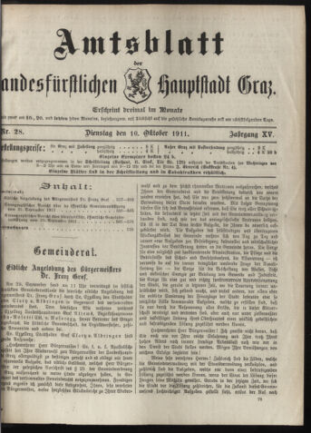 Amtsblatt der landesfürstlichen Hauptstadt Graz 19111010 Seite: 1