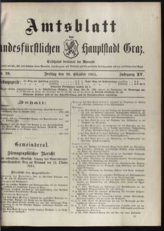 Amtsblatt der landesfürstlichen Hauptstadt Graz 19111020 Seite: 1