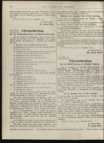 Amtsblatt der landesfürstlichen Hauptstadt Graz 19111120 Seite: 22