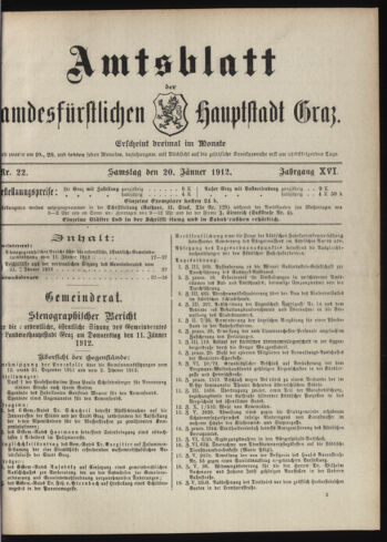 Amtsblatt der landesfürstlichen Hauptstadt Graz 19120120 Seite: 1