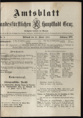 Amtsblatt der landesfürstlichen Hauptstadt Graz 19120131 Seite: 1