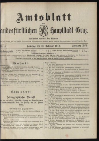 Amtsblatt der landesfürstlichen Hauptstadt Graz 19120210 Seite: 1