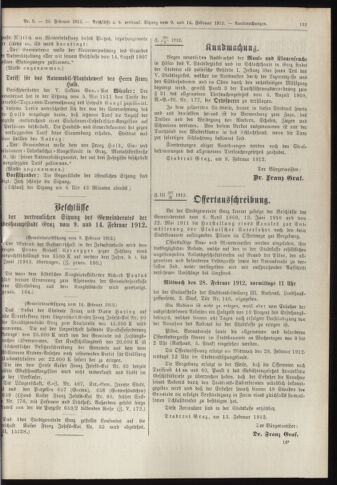 Amtsblatt der landesfürstlichen Hauptstadt Graz 19120220 Seite: 27