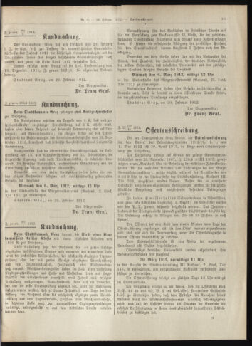 Amtsblatt der landesfürstlichen Hauptstadt Graz 19120229 Seite: 17