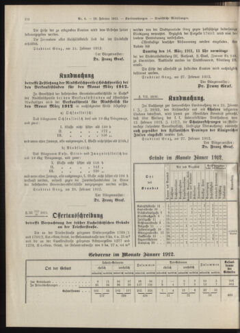 Amtsblatt der landesfürstlichen Hauptstadt Graz 19120229 Seite: 18