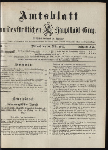 Amtsblatt der landesfürstlichen Hauptstadt Graz 19120320 Seite: 1