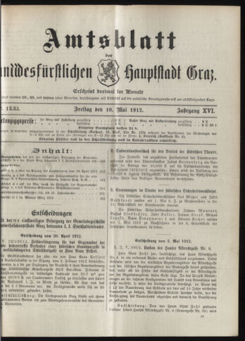 Amtsblatt der landesfürstlichen Hauptstadt Graz 19120510 Seite: 1