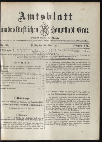 Amtsblatt der landesfürstlichen Hauptstadt Graz 19120531 Seite: 1