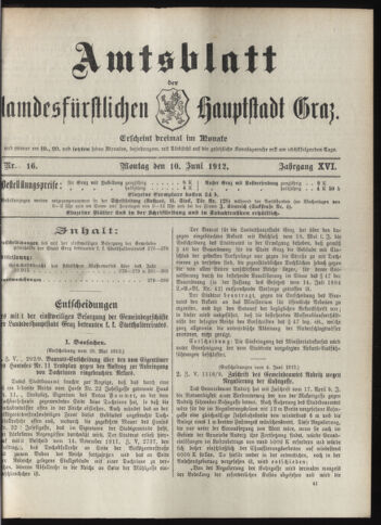 Amtsblatt der landesfürstlichen Hauptstadt Graz 19120610 Seite: 1