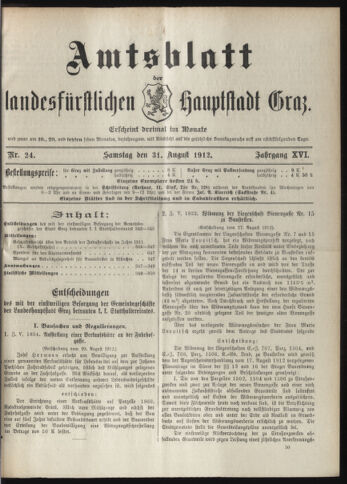 Amtsblatt der landesfürstlichen Hauptstadt Graz 19120831 Seite: 1