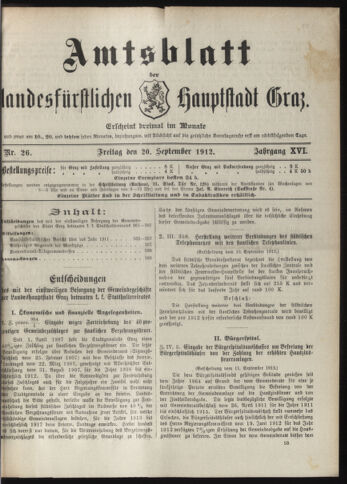 Amtsblatt der landesfürstlichen Hauptstadt Graz 19120920 Seite: 1